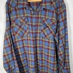Men's Wrangler Blue Flannel Button Down Size XXL